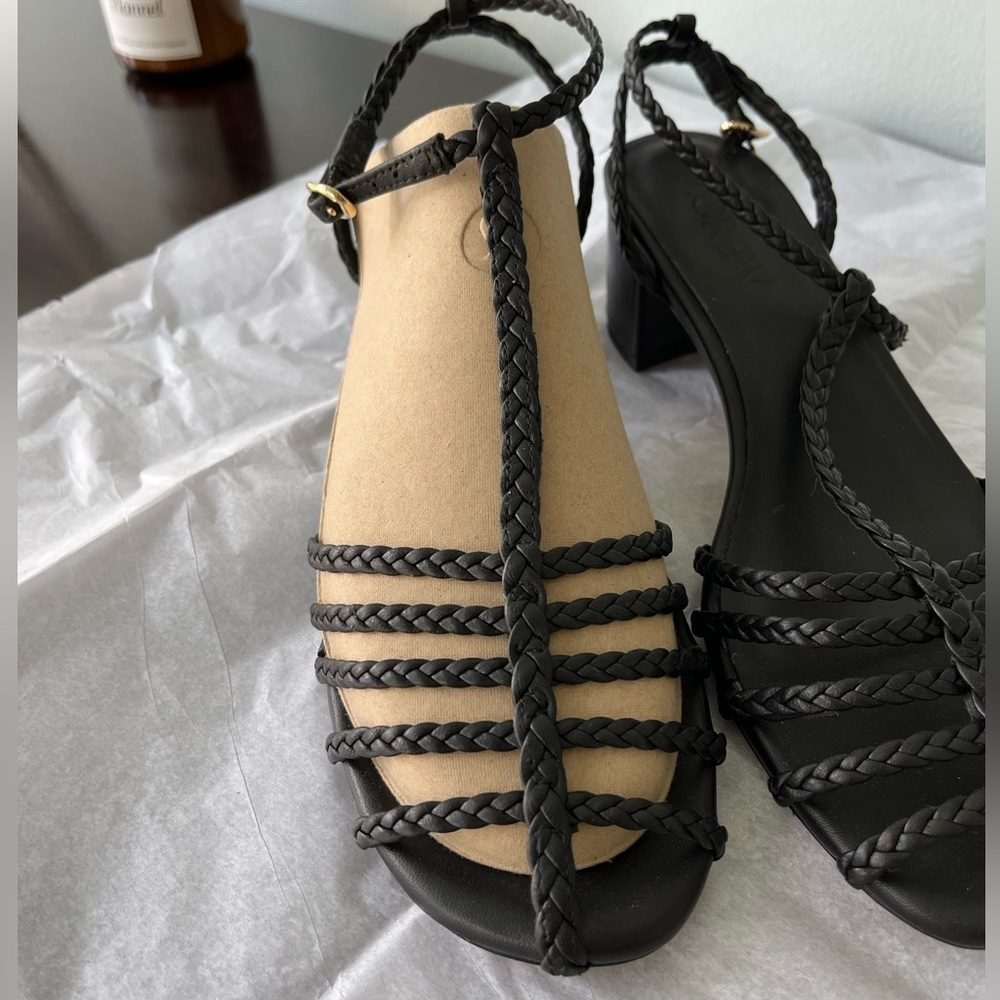 J. Crew Shay braided-strap block-heel sandals in leather. Top rated 5 ⭐️ - Picture 10 of 14
